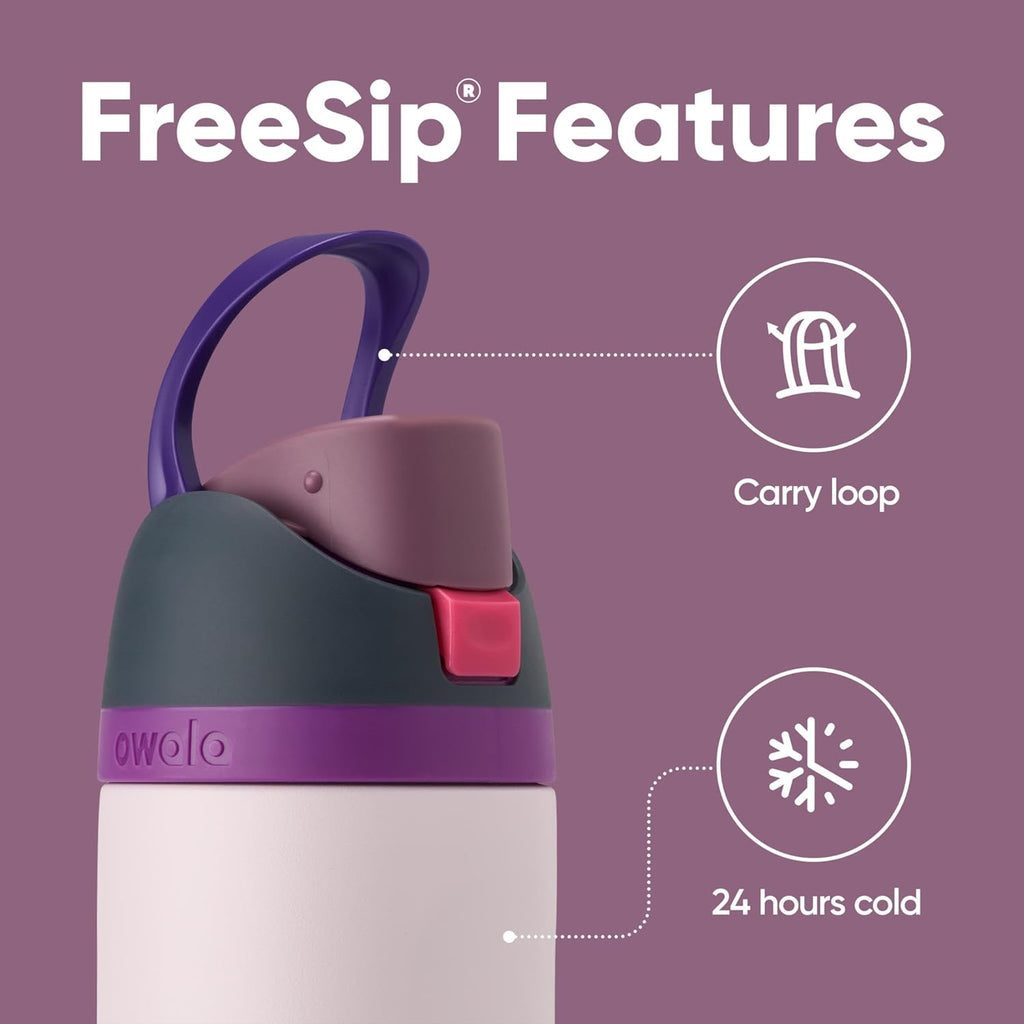 Owala FreeSip Insulated Stainless Steel Water Bottle with Straw, BPA-Free Sports Water Bottle, Great for Travel, 24 Oz, Denim