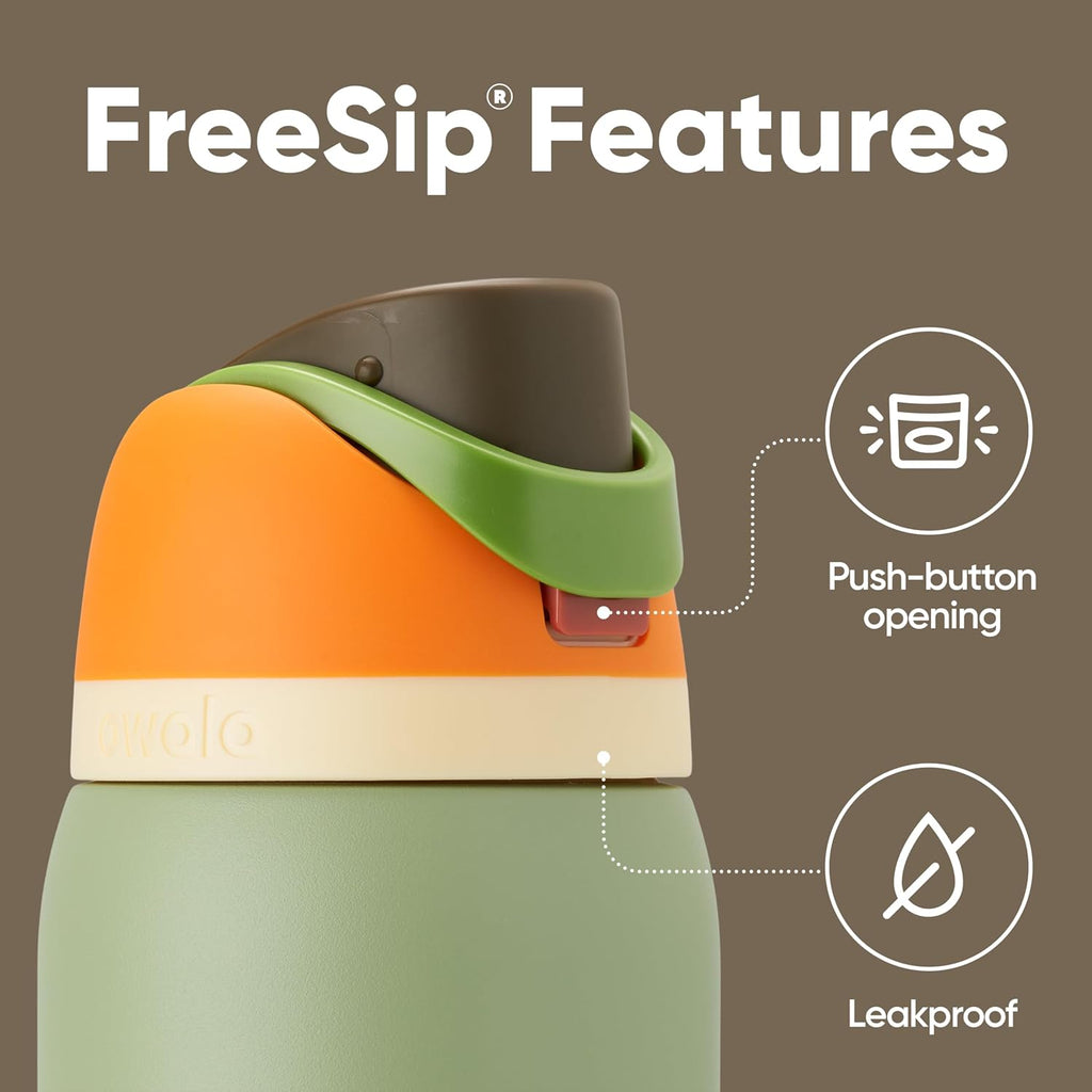 Owala FreeSip Insulated Stainless Steel Water Bottle with Straw, BPA-Free Sports Water Bottle, Great for Travel, 24 Oz, Denim