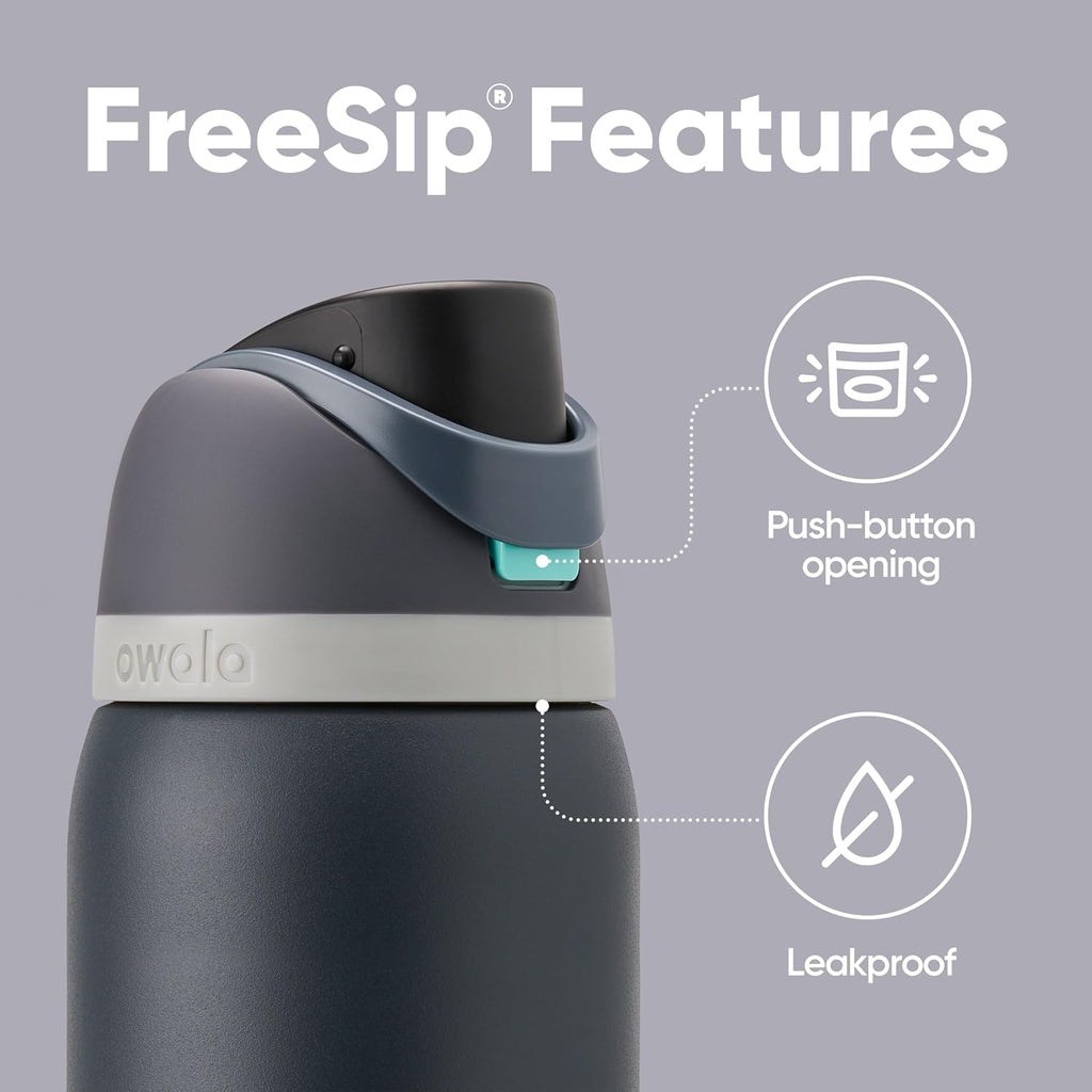 Owala FreeSip Insulated Stainless Steel Water Bottle with Straw, BPA-Free Sports Water Bottle, Great for Travel, 24 Oz, Denim