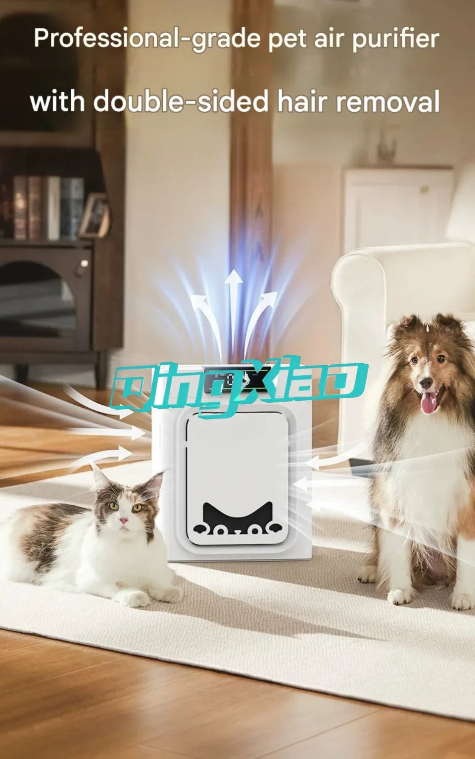 Oneisall Fully Automatic Pet Air Purifier For Dogs Cats With Dual Washable Filters Adsorbing Floating Fur Household Cleaner