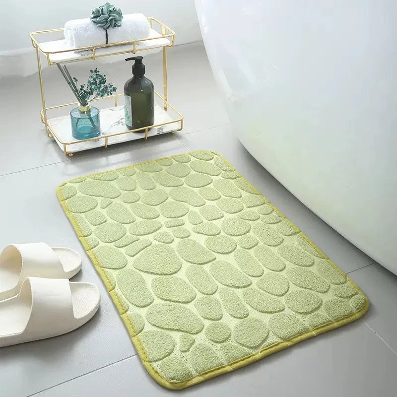 3D Bathroom Anti-slip Mat Pebble Patterned Absorbent Pad Bath Mats Doormat Carpet Cobblestone Embossed Door Floor