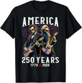 George Washington Abe Lincoln Playing Guitar 250th Birthday of America T-Shirt Vintage 250 Years USA Patriotic Anniversary Gift