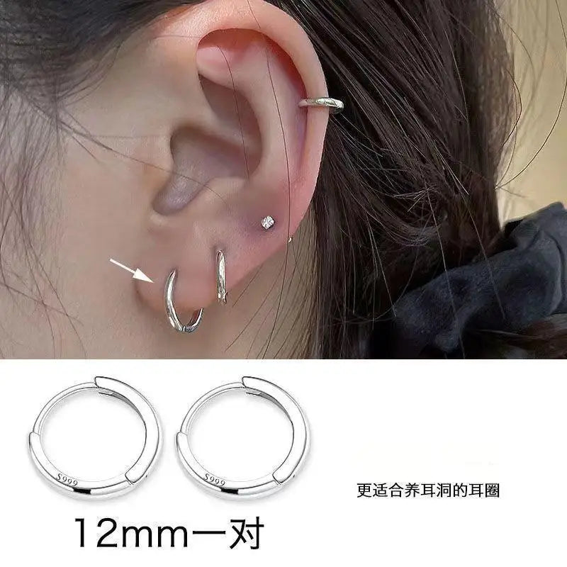 3Pair Stainless Steel Minimalist Huggie Hoop Earrings for Women Gold Color Tiny Round Circle 8/10/12mm Punk Unisex Rock Earring