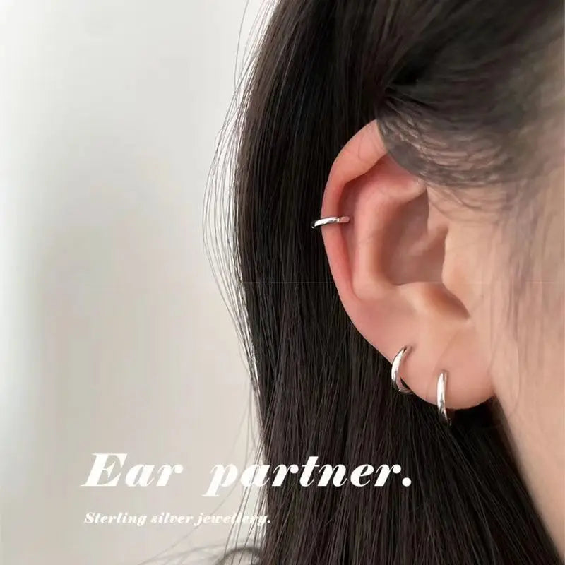 3Pair Stainless Steel Minimalist Huggie Hoop Earrings for Women Gold Color Tiny Round Circle 8/10/12mm Punk Unisex Rock Earring