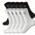 Men's Black and White Socks Spring and Summer Midsection Cross Embroidered Long Socks Teenage Trend Sweat Absorbing Socks