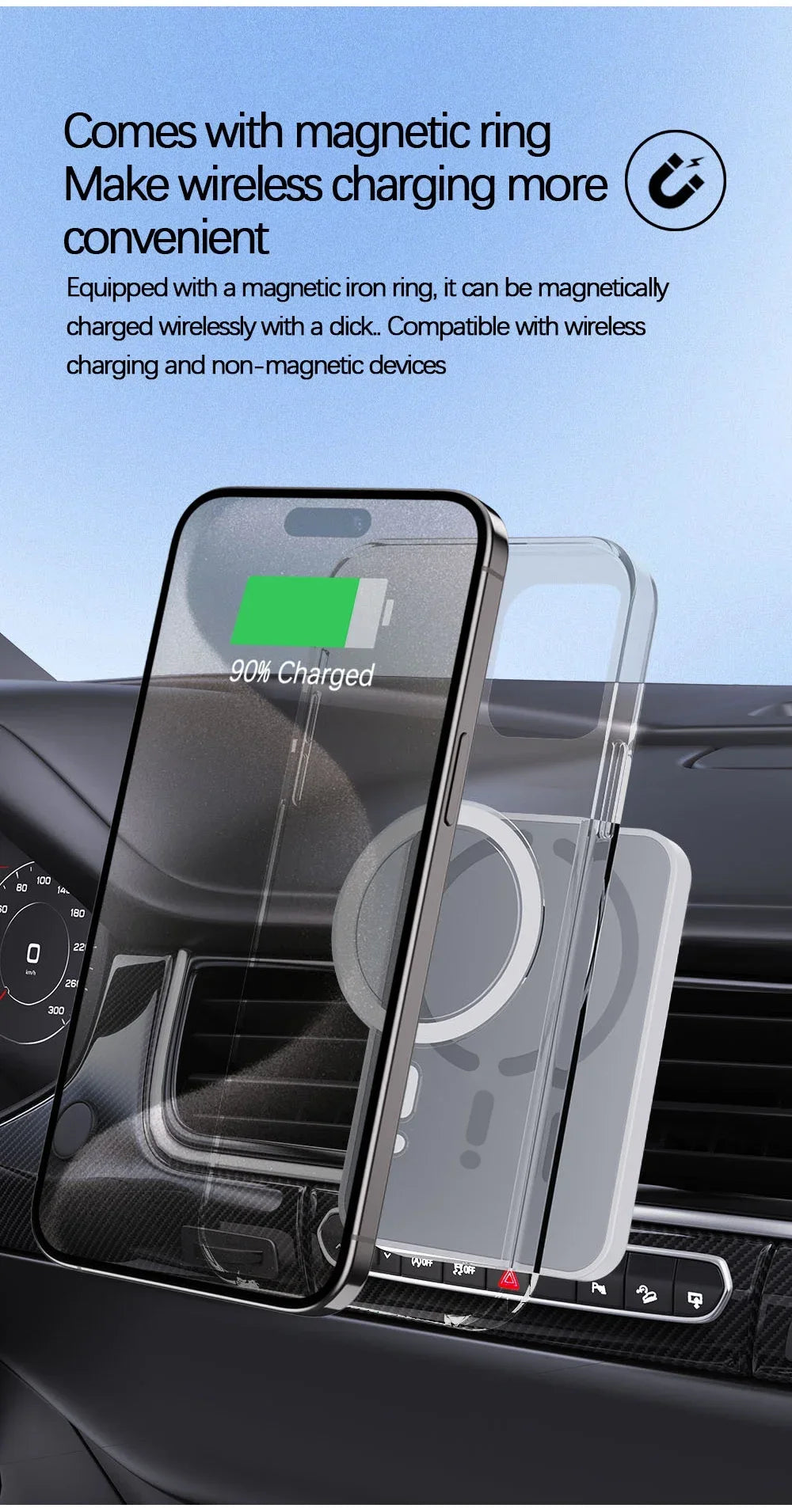 Magnetic Wireless Car Charger Air Outlet Phone Holder for iPhone 17 16 15 14 13 12 Pro Max Fast Wireless Car Charging Station