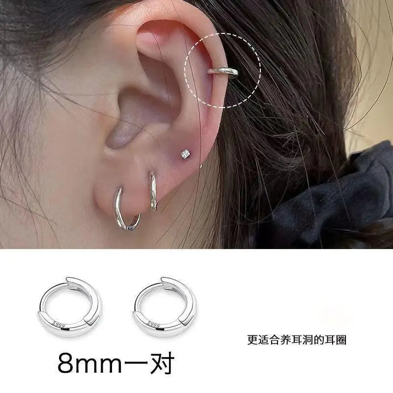 3Pair Stainless Steel Minimalist Huggie Hoop Earrings for Women Gold Color Tiny Round Circle 8/10/12mm Punk Unisex Rock Earring