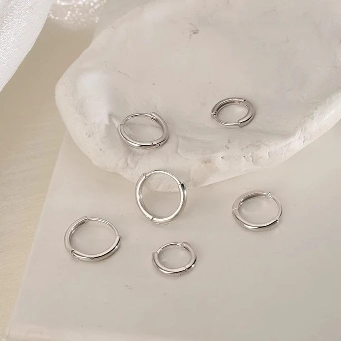 3Pair Stainless Steel Minimalist Huggie Hoop Earrings for Women Gold Color Tiny Round Circle 8/10/12mm Punk Unisex Rock Earring