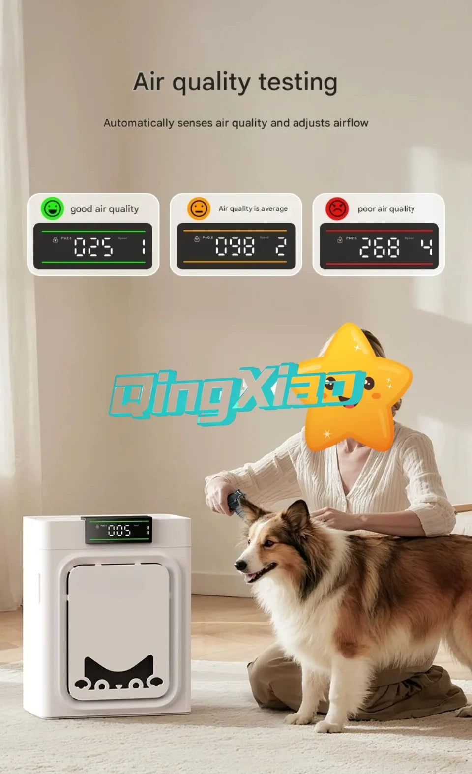 Oneisall Fully Automatic Pet Air Purifier For Dogs Cats With Dual Washable Filters Adsorbing Floating Fur Household Cleaner